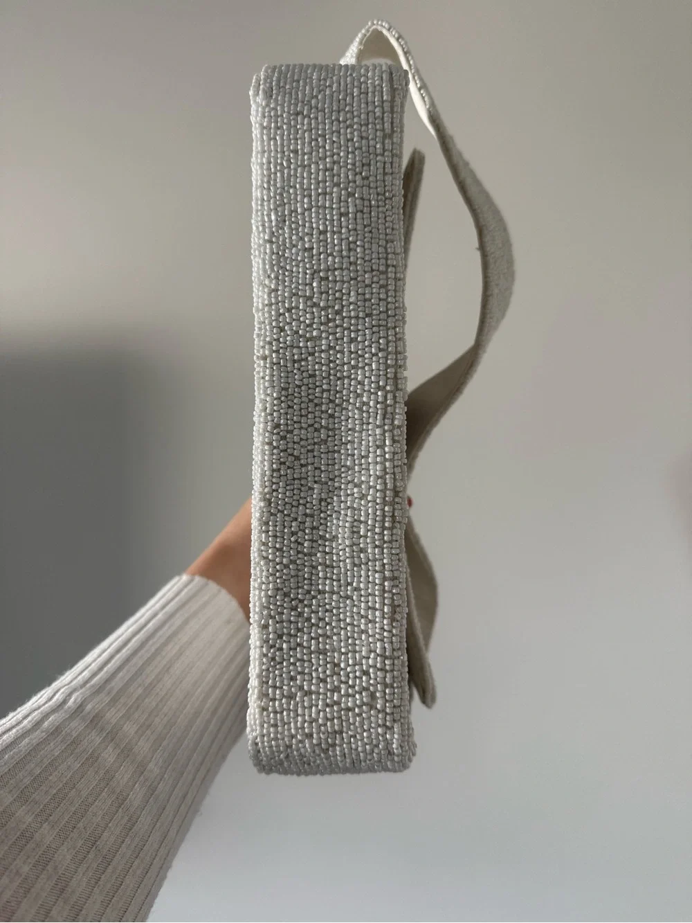 White Beaded Travel Patch Shoulder Bag - Picture 4 of 6
